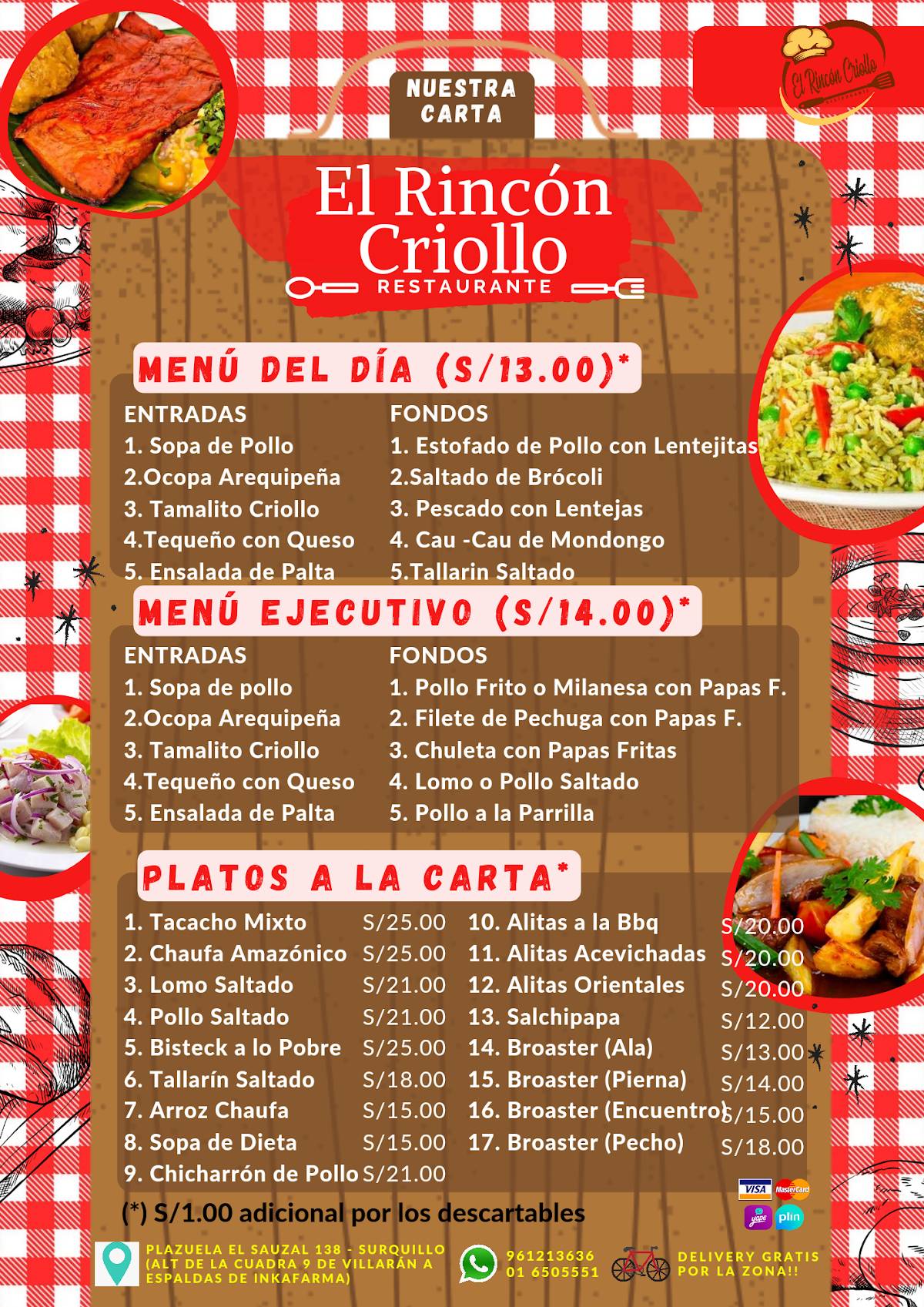 EL RINCON CRIOLLO меню