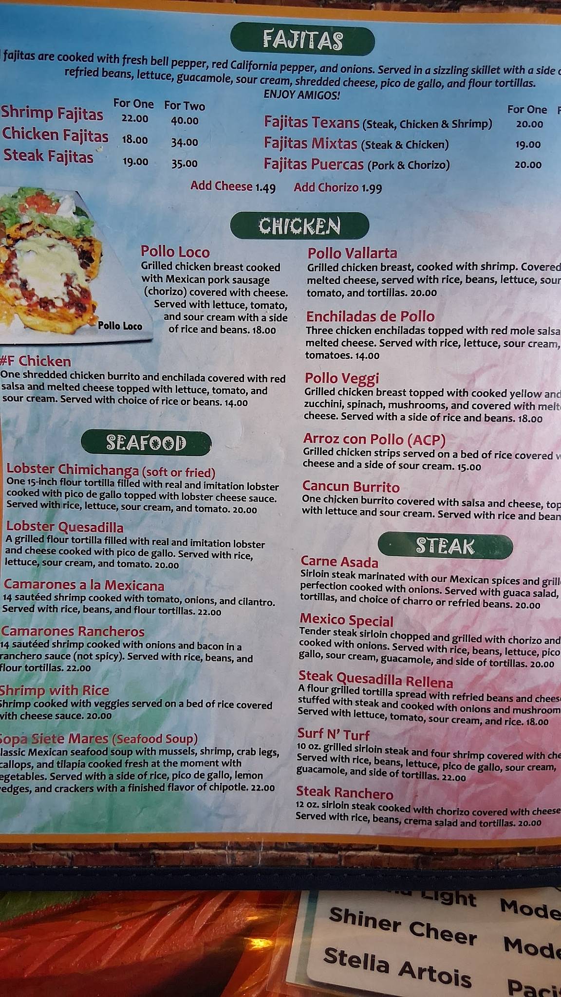 EL RODEÓ FAMILY MEXICAN RESTAURANT меню