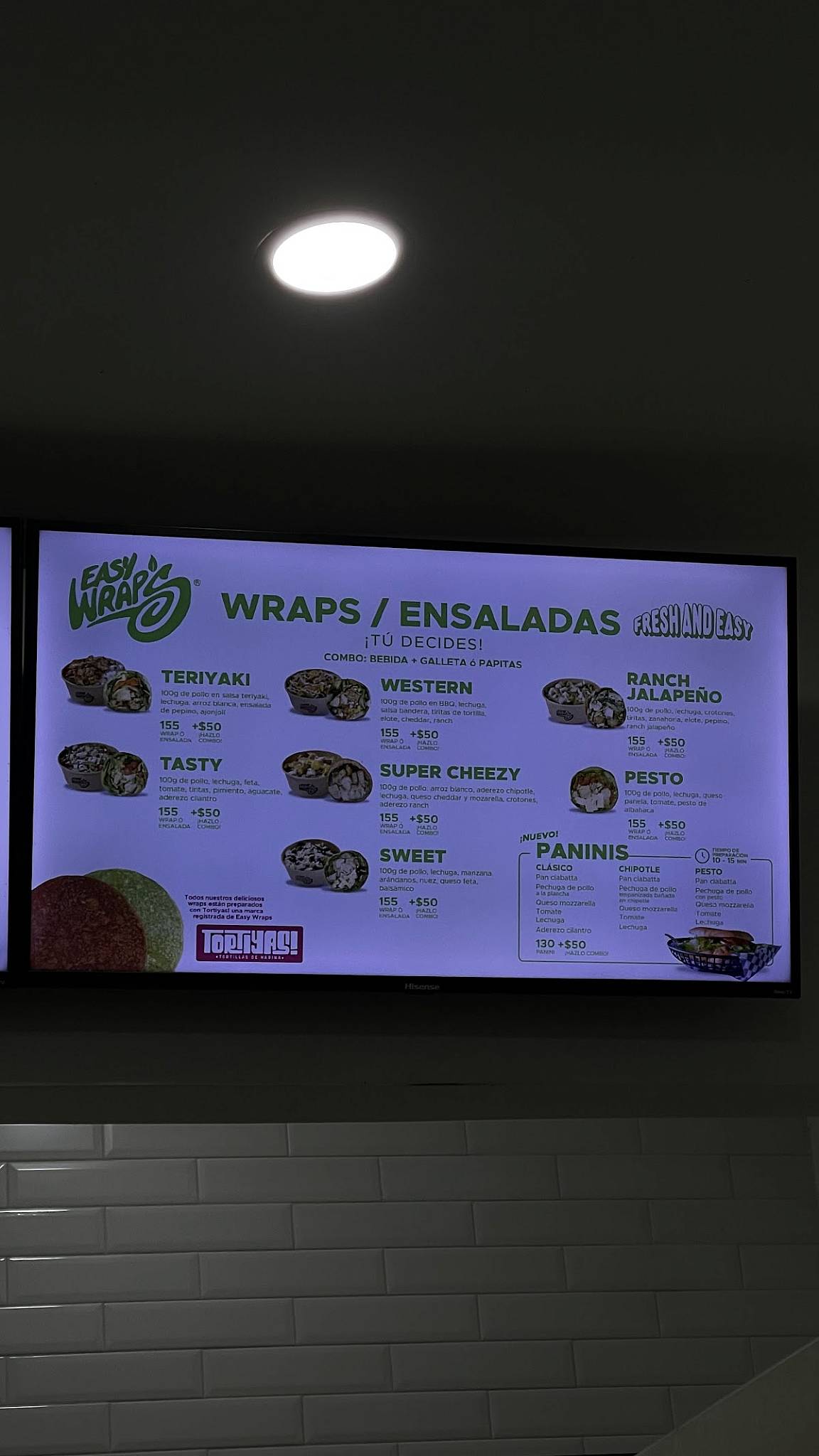 Easy wraps меню