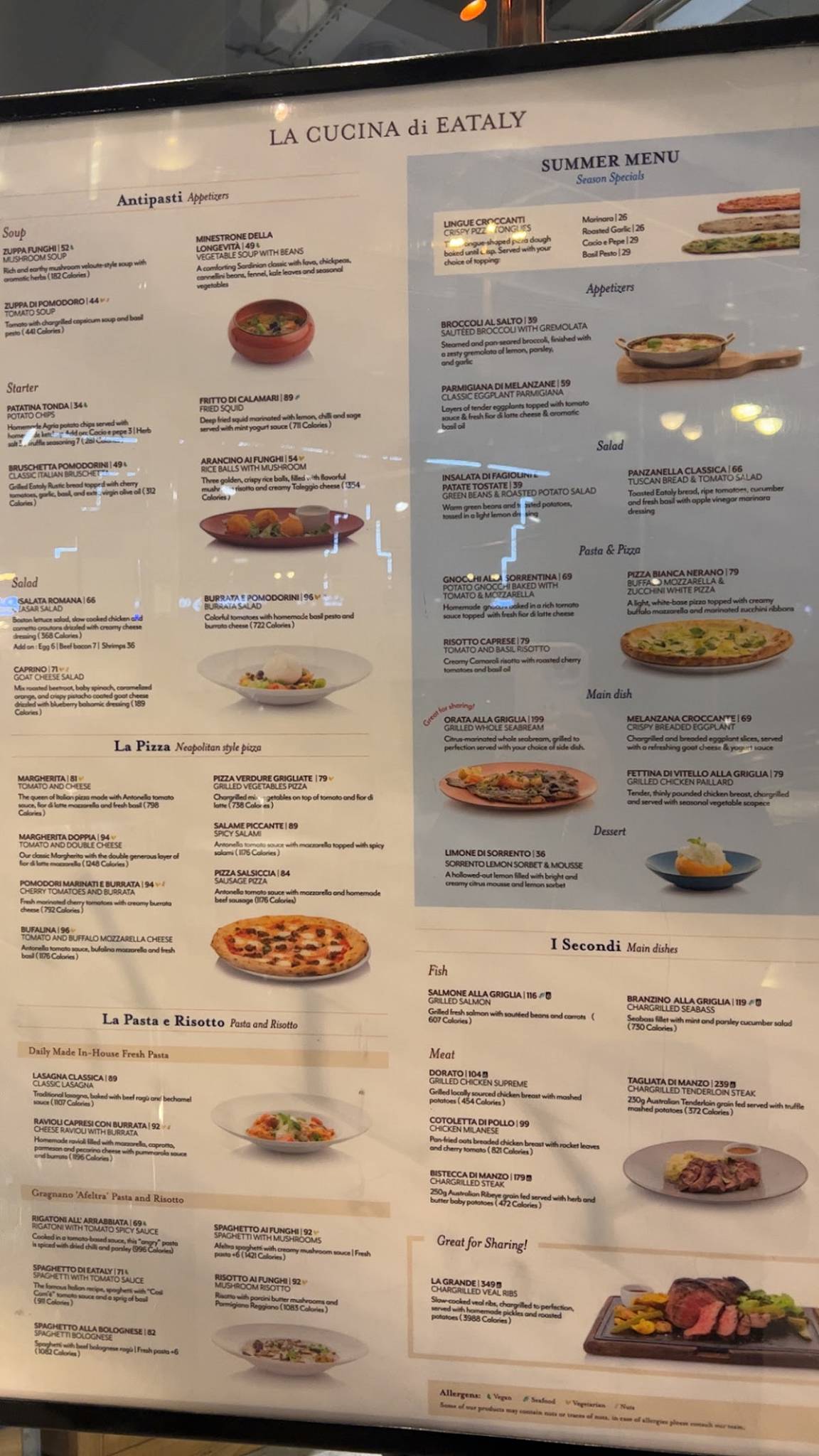 Eataly меню