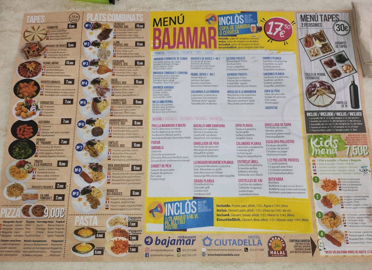 Restaurant Bajamar Buffet libre меню