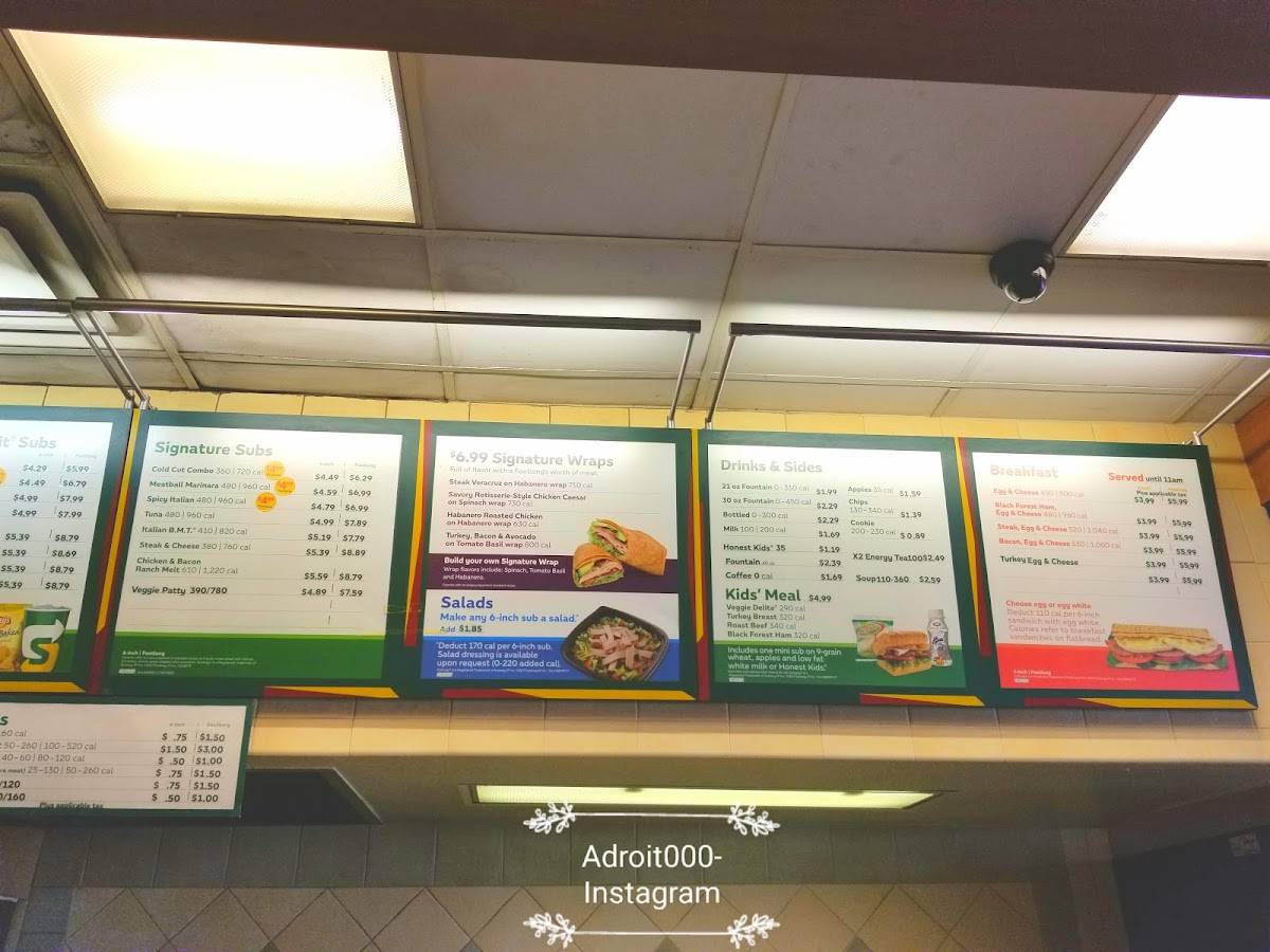 Subway меню