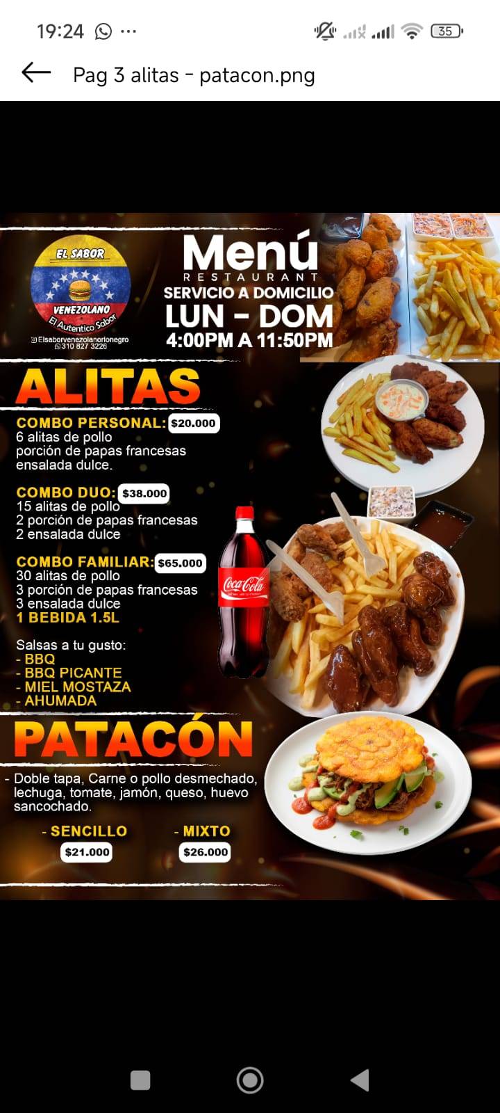 El Sabor Venezolano меню