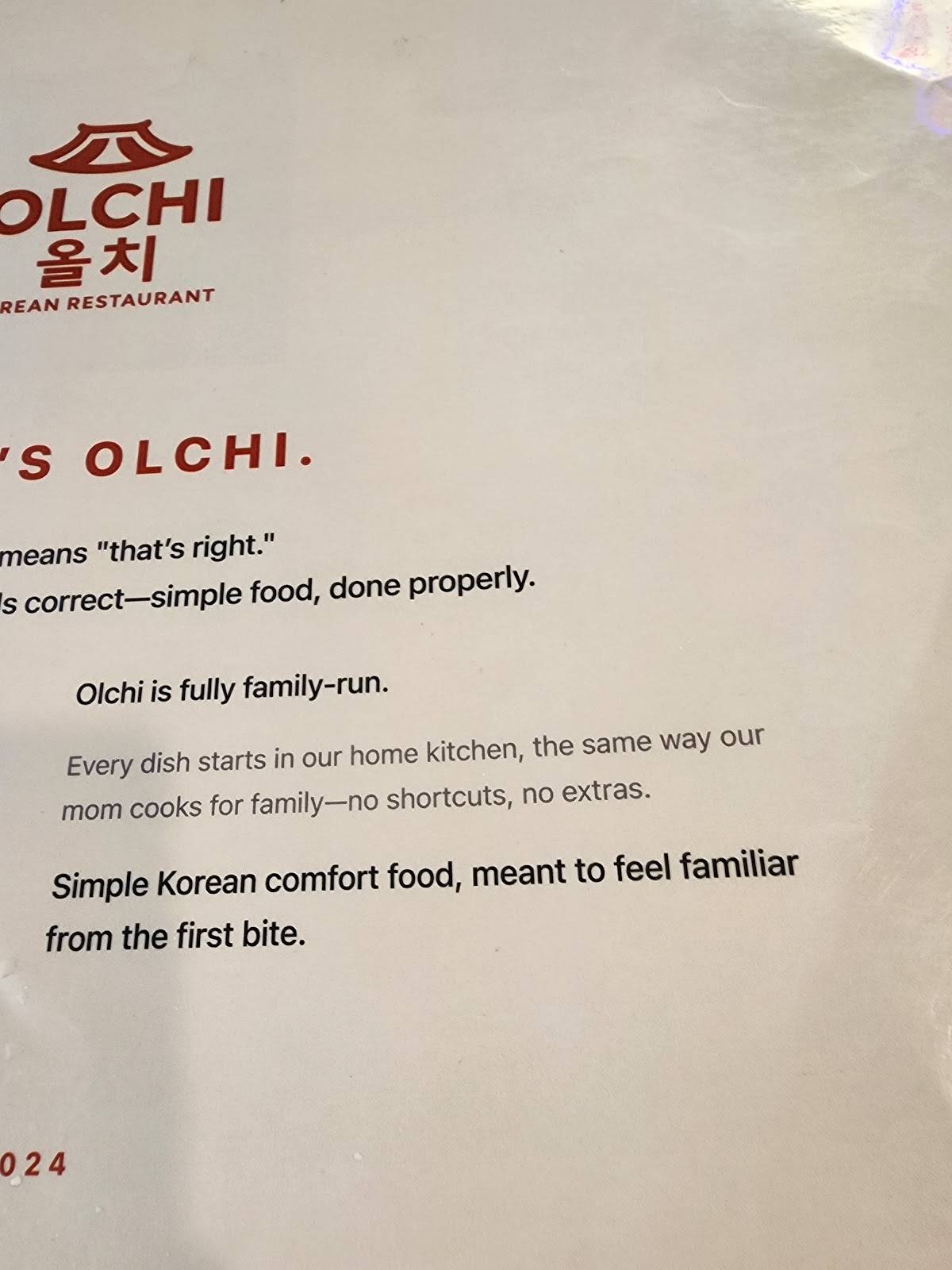 Olchi Korean Cuisine меню
