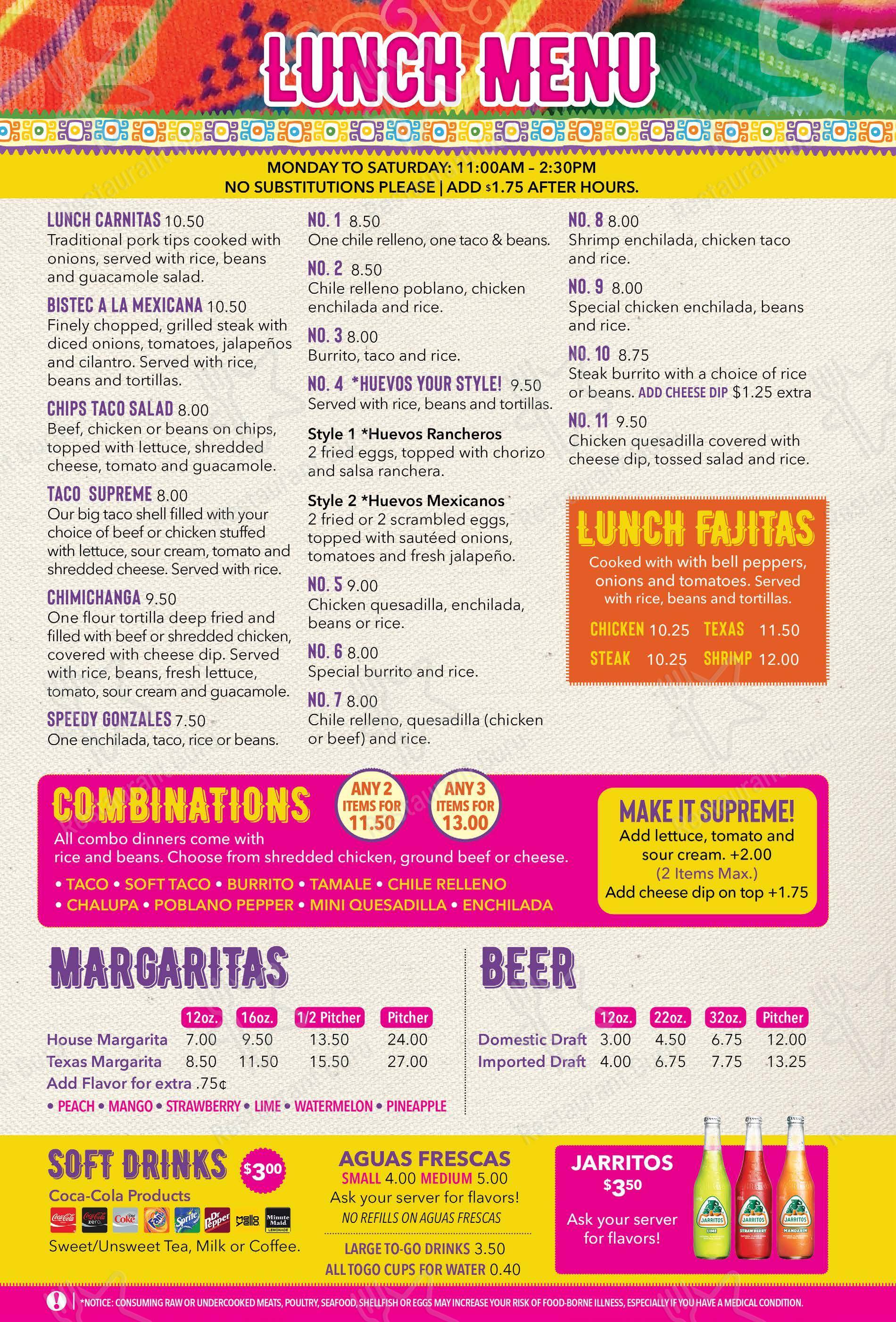 Меню паба и бара El Zarape Mexican Restaurant в Роме