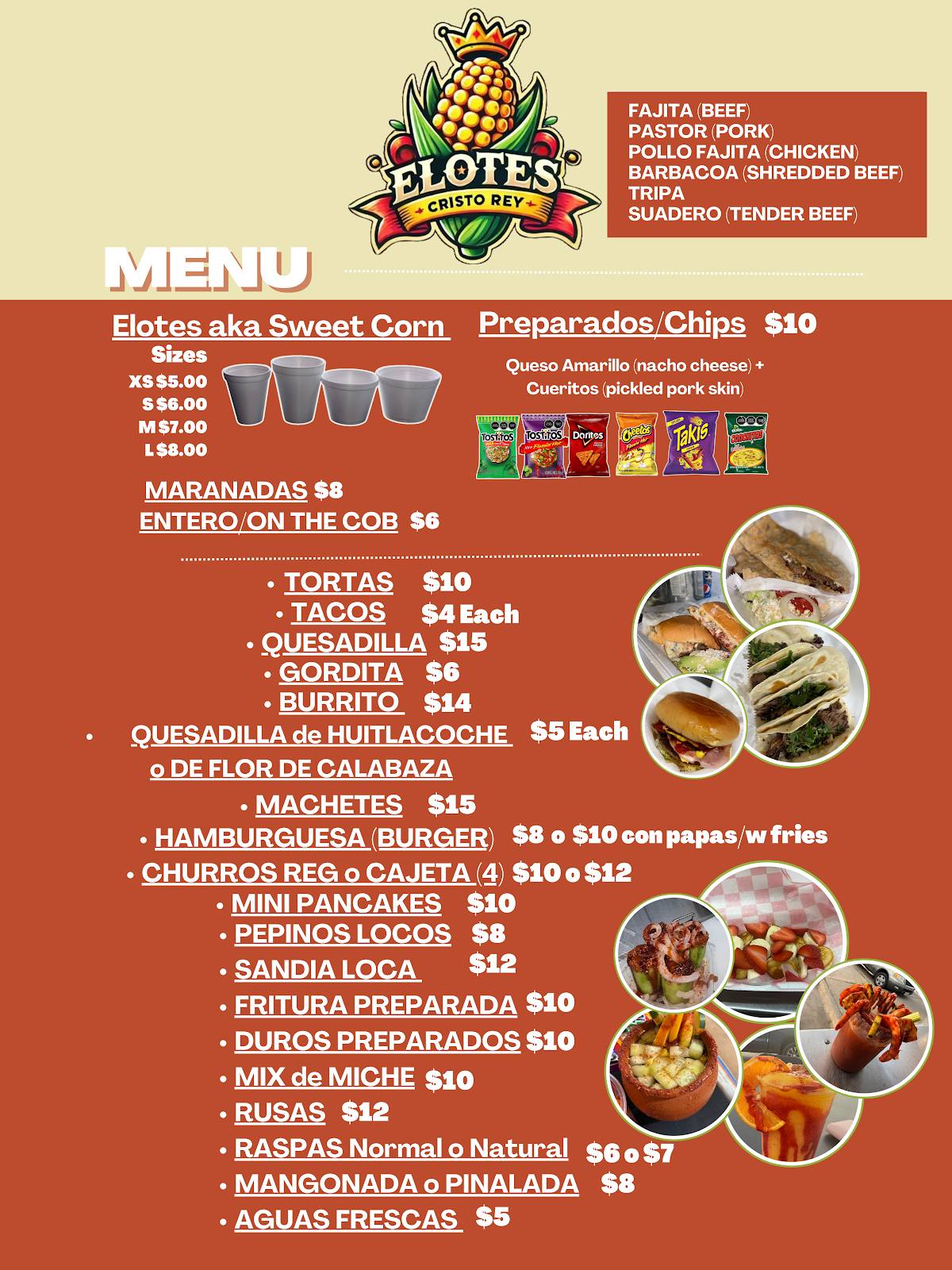 Elotes Cristo Rey меню