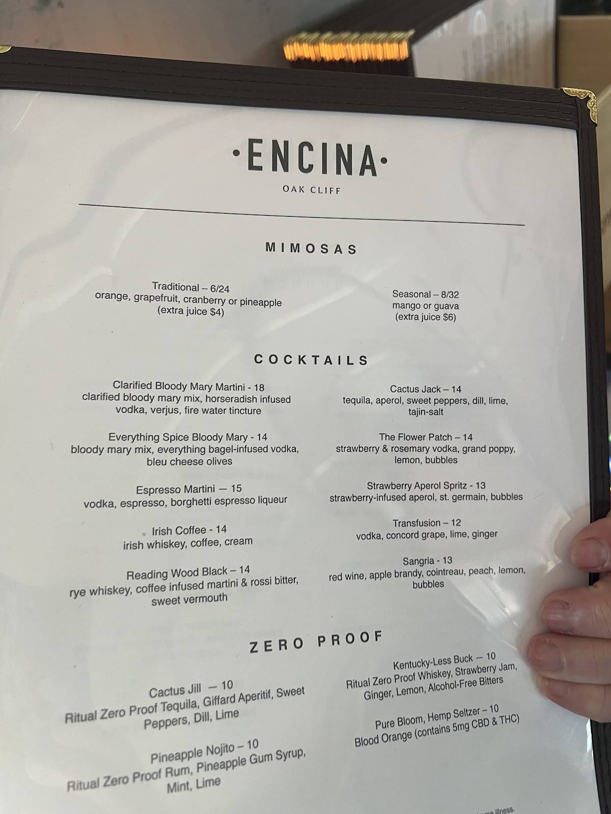 Encina меню