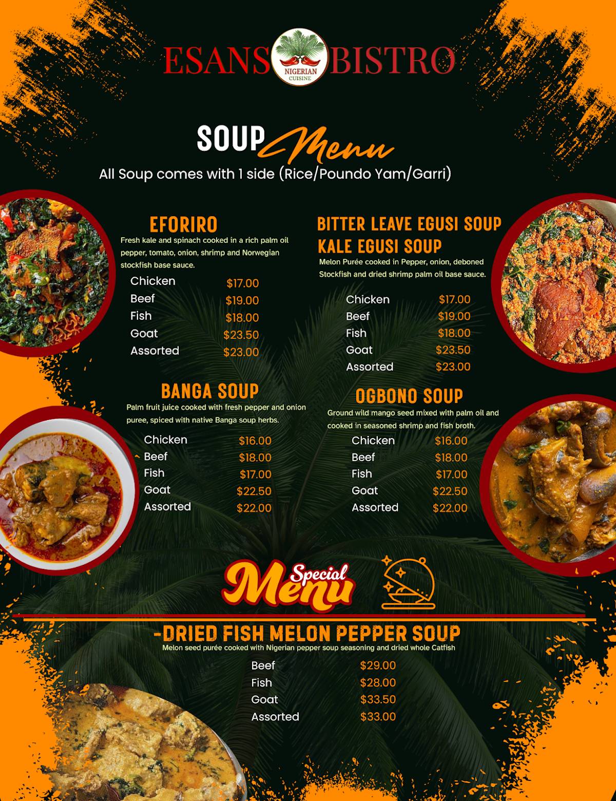 Esans Bistro меню