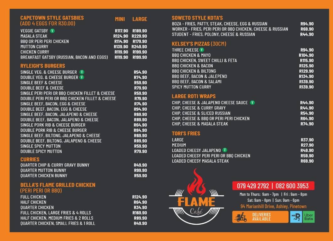 FLAME Café меню
