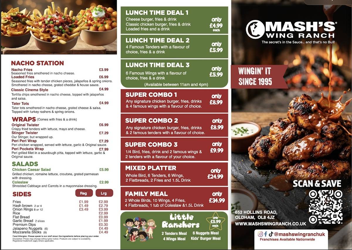 MASHS WING RANCH OLDHAM меню