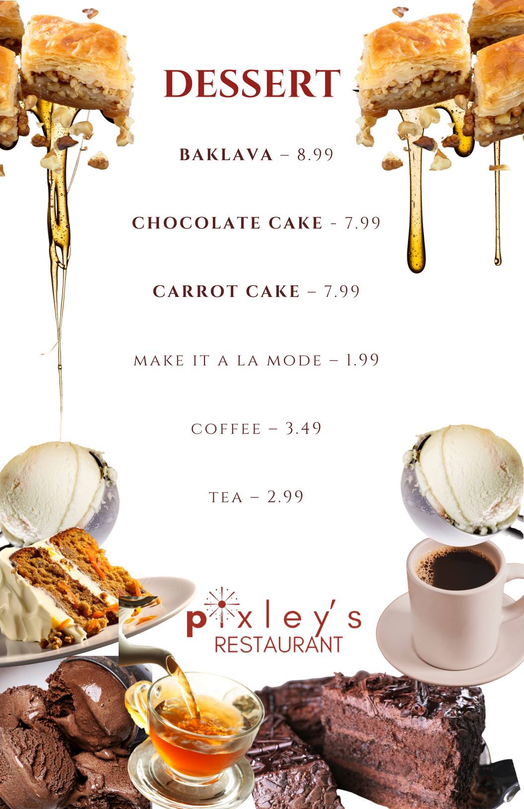 Pixley's меню