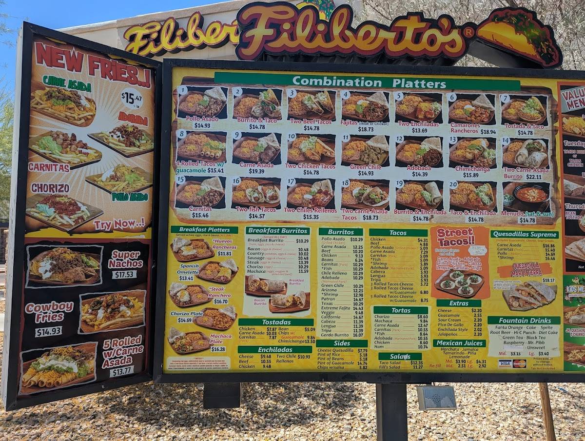 Filibertos меню