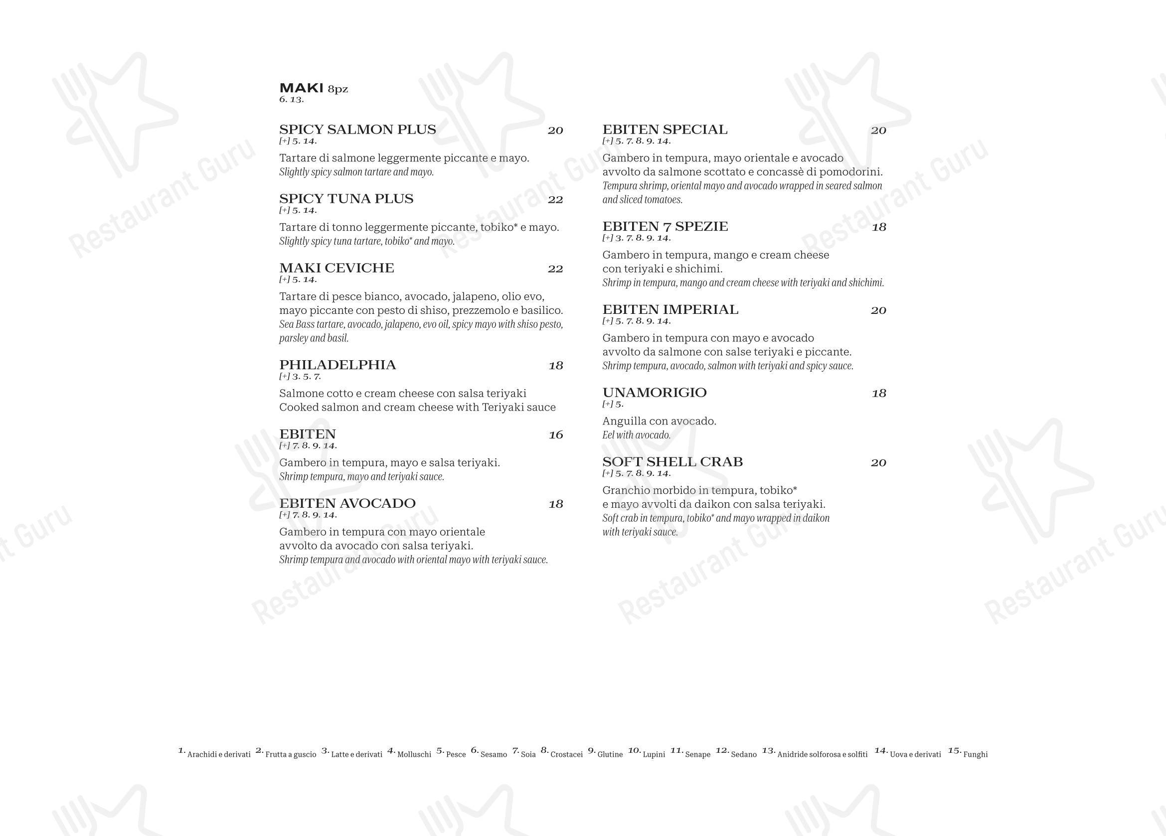 Меню напитков ресторана Finger's Restaurant Rome