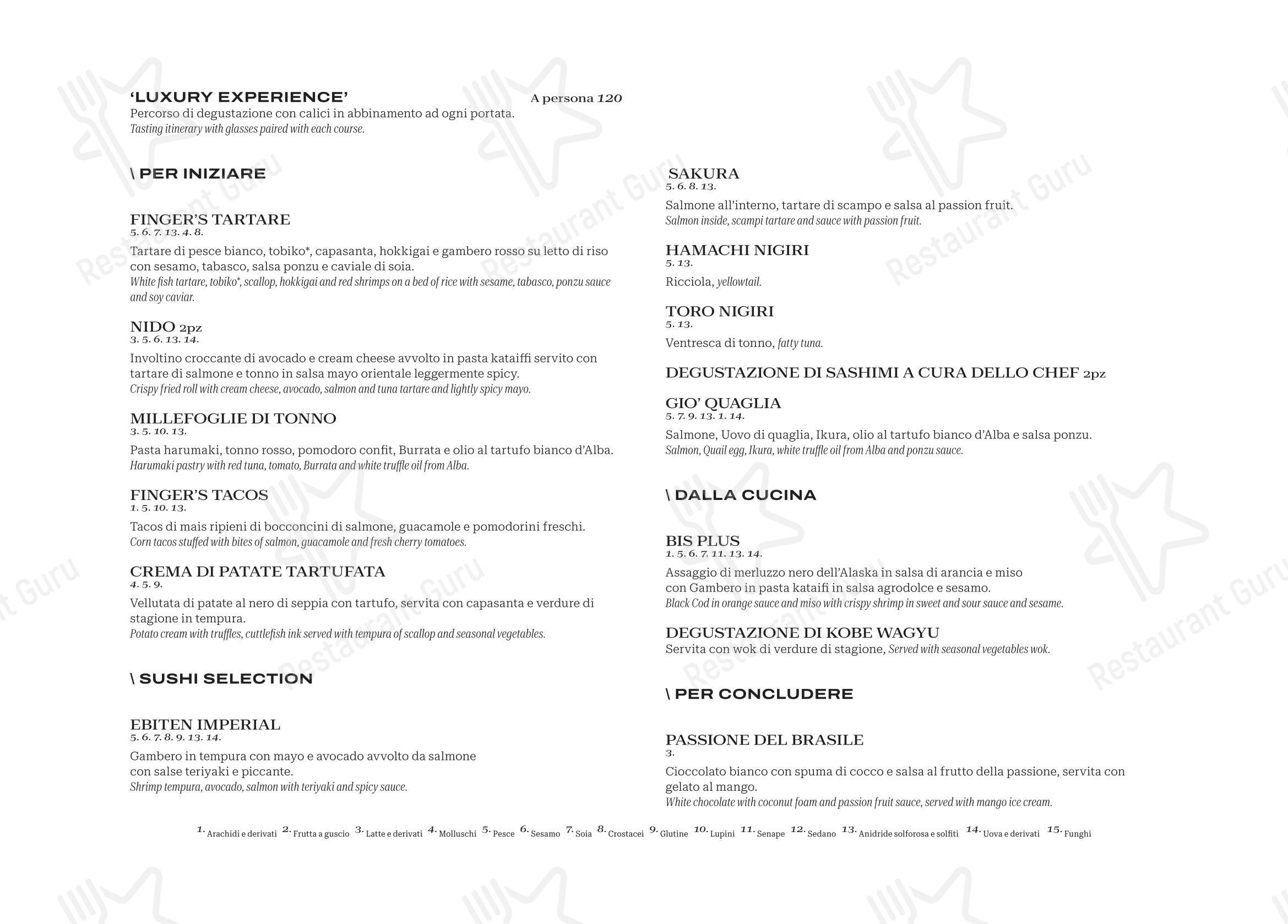 Finger's Restaurant Rome в Риме - Меню напитков