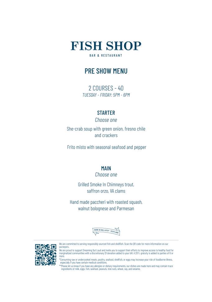Fish Shop Restaurant меню
