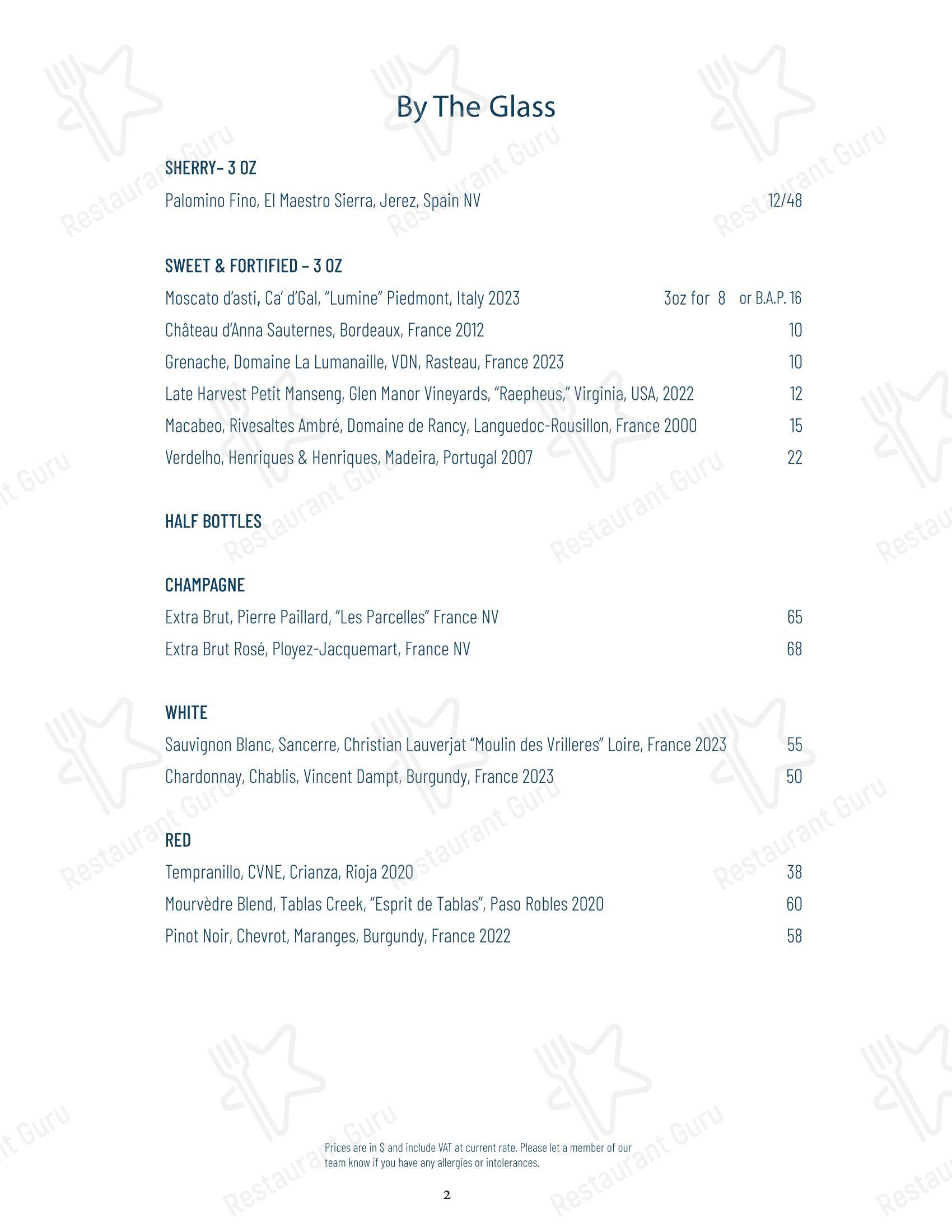 Fish Shop Restaurant в Вашингтоне - 菜单