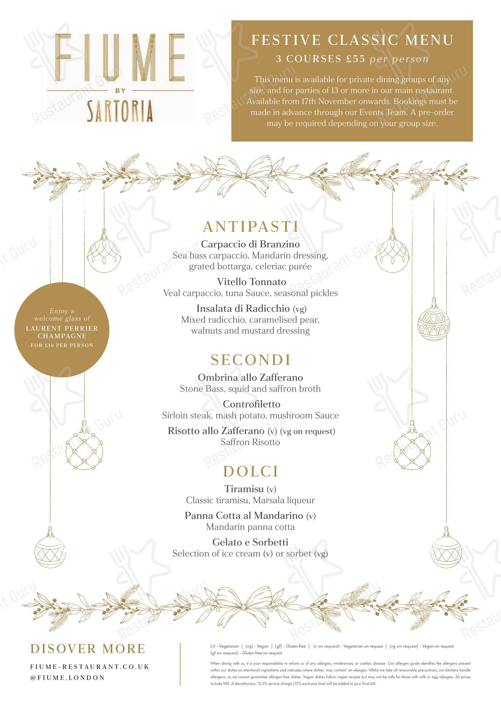 Restaurant Menu паба и бара Fiume
