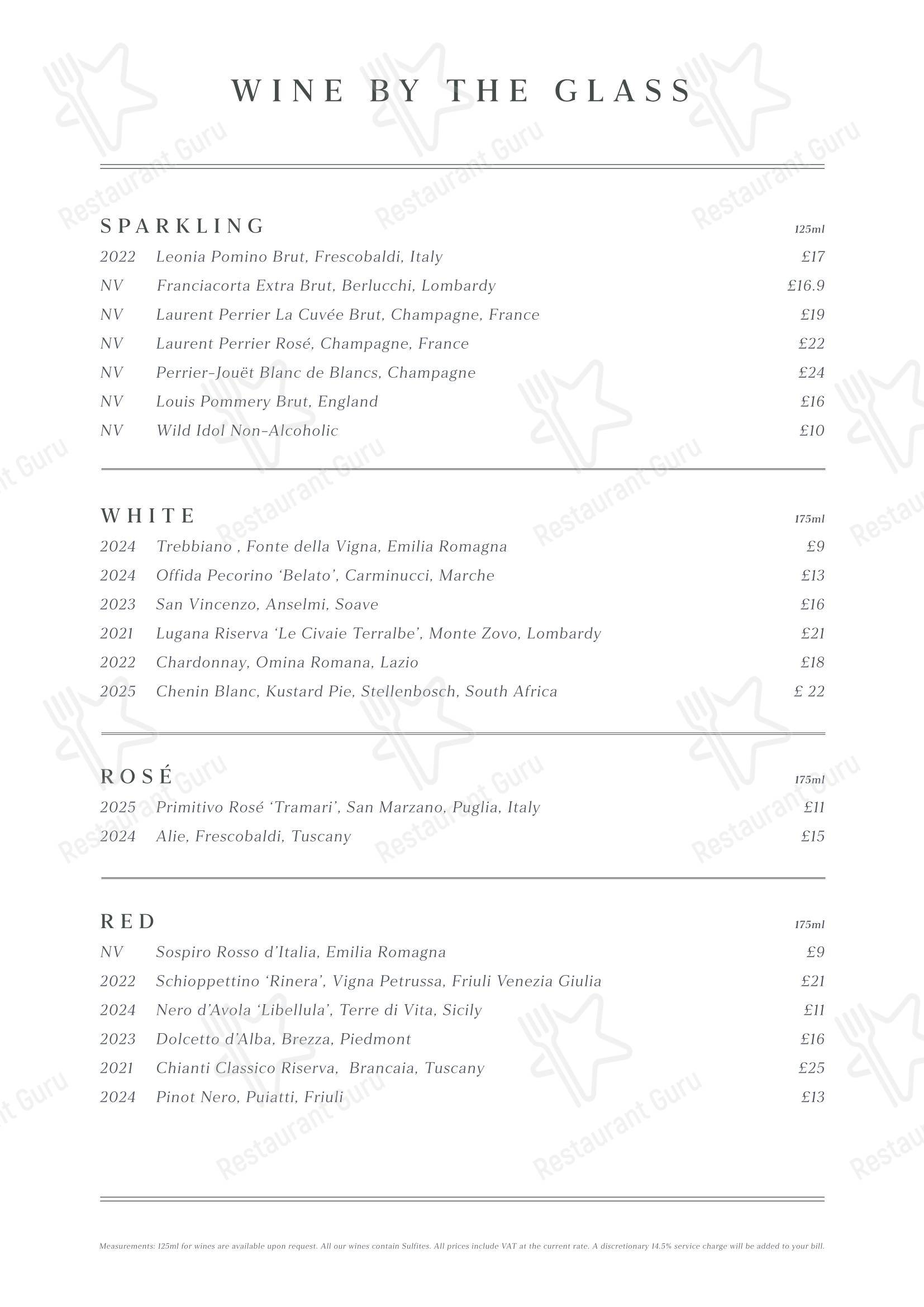 Меню паба и бара Fiume - Wine Menu