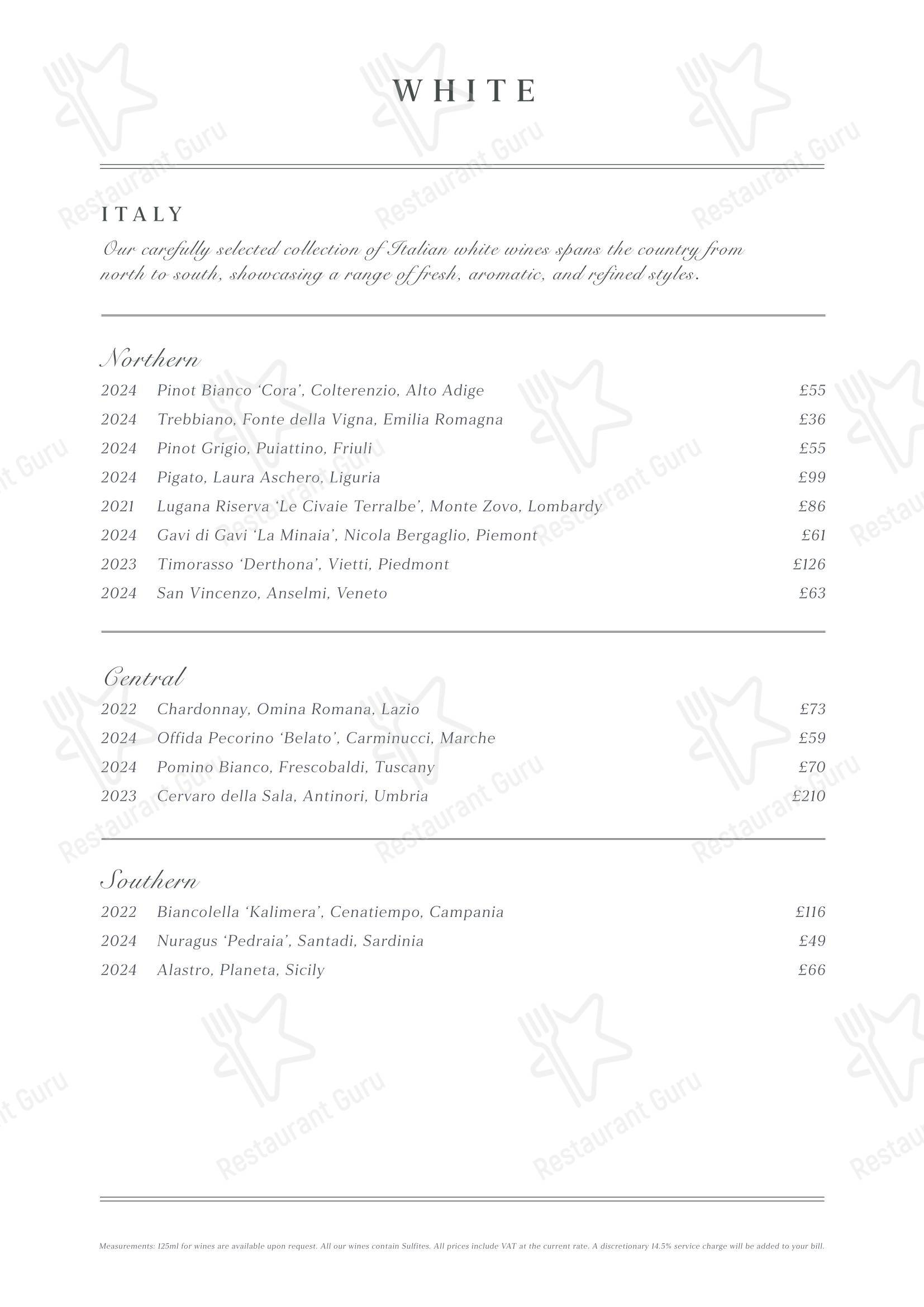 Меню паба и бара Fiume - Wine Menu
