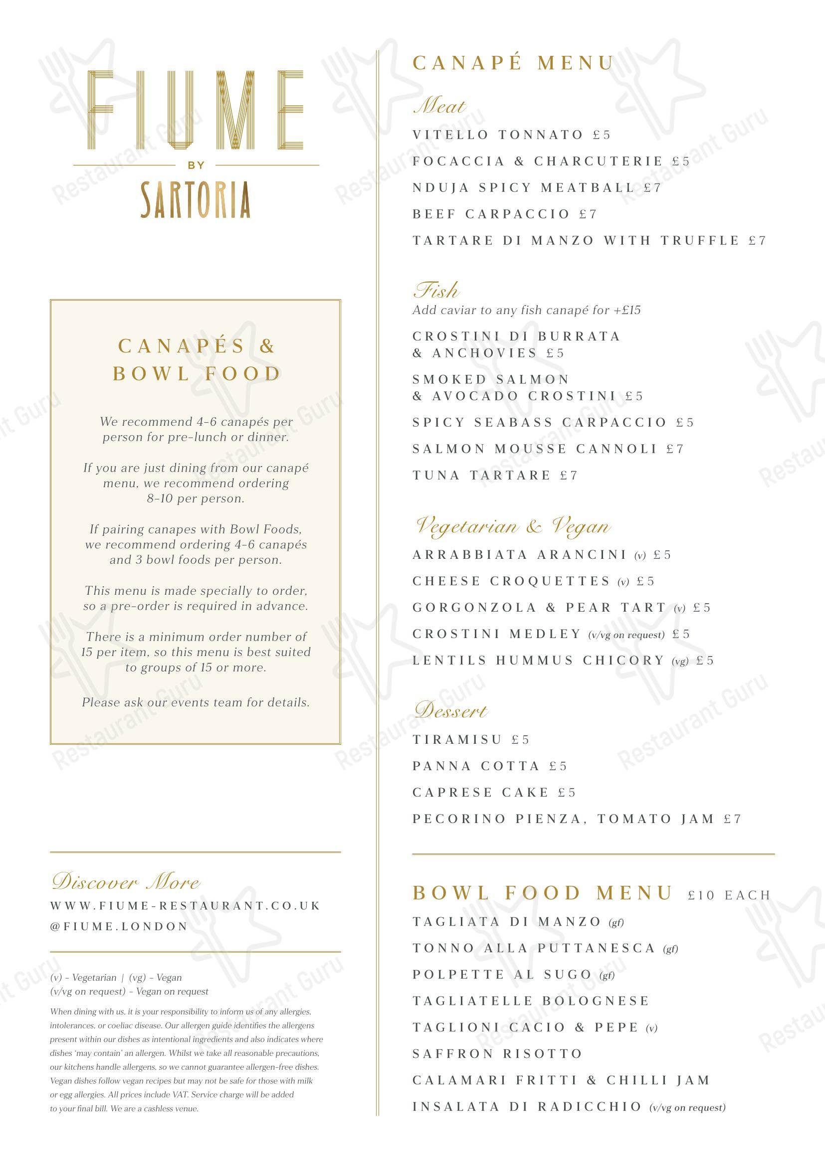 Меню паба и бара Fiume - Drink menu