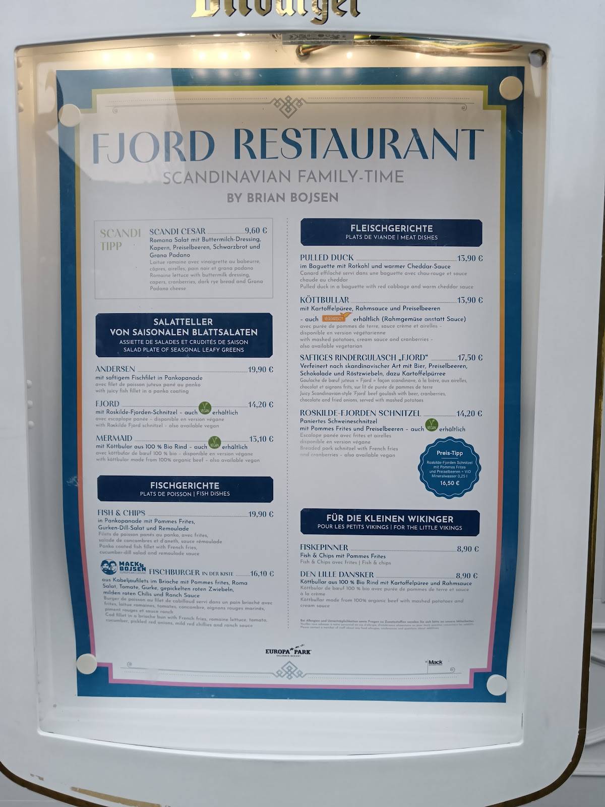 Fjord Restaurant меню