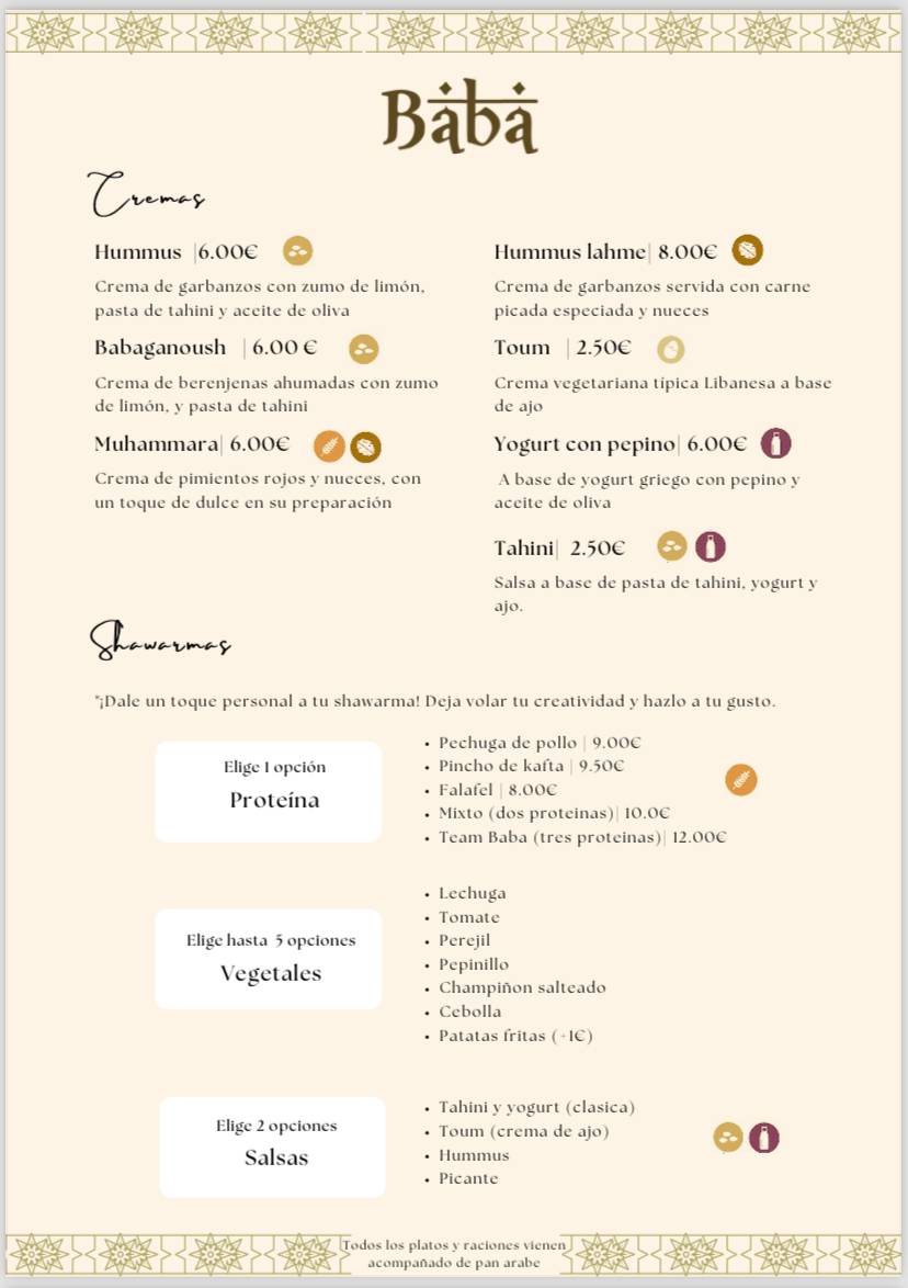 Baba Arabian Food меню