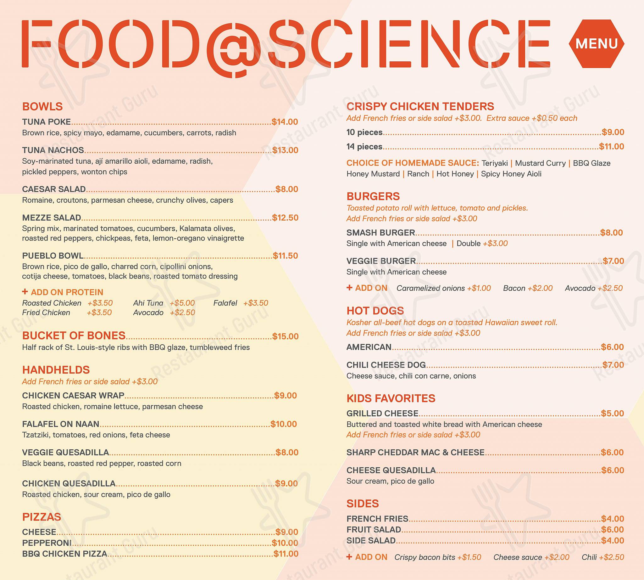 Взгляните на меню Food@Science