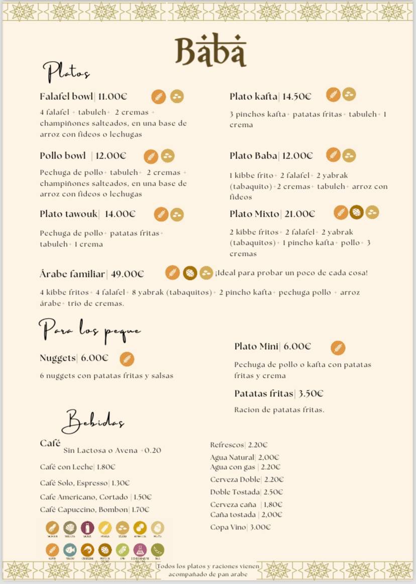 Baba Arabian Food меню