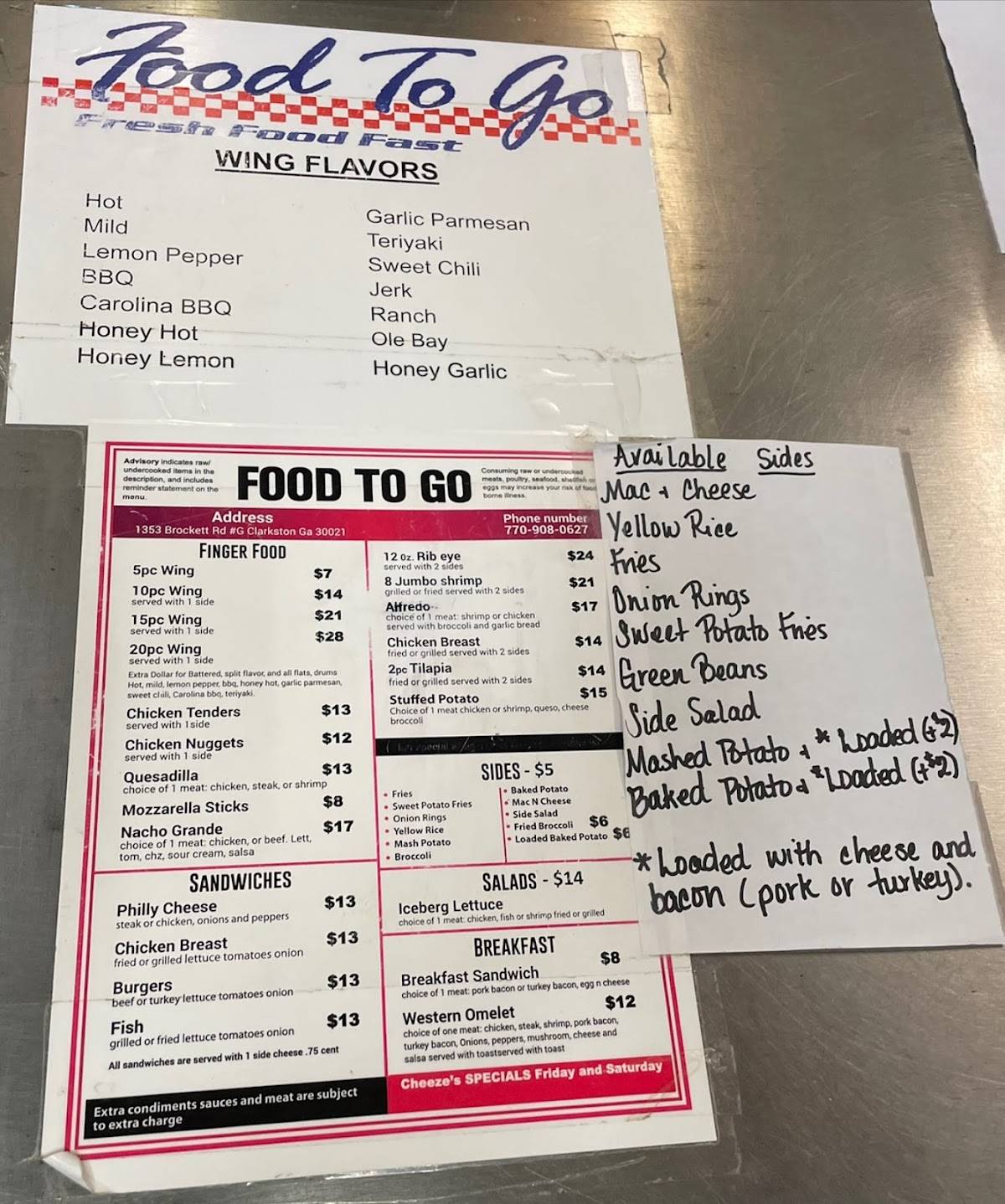 Food to Go меню