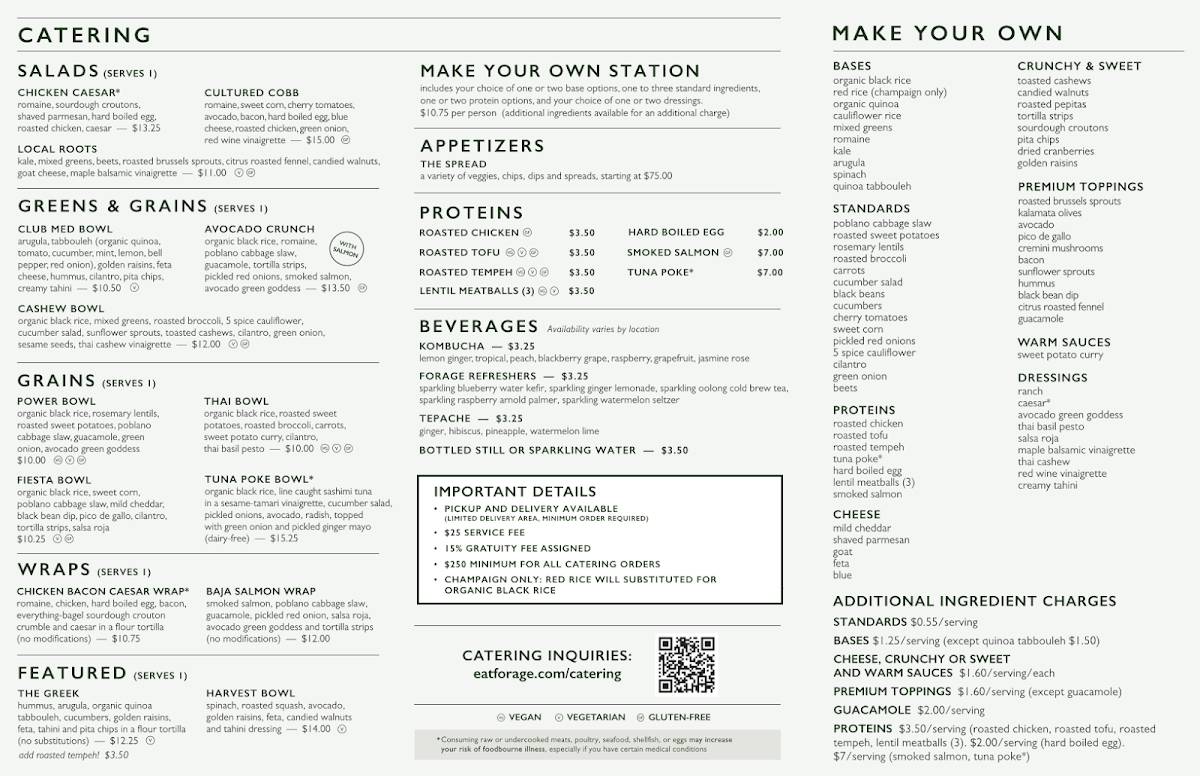 Forage Kitchen меню