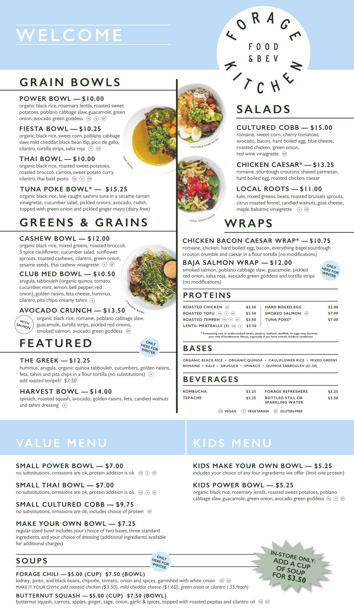 Forage Kitchen меню