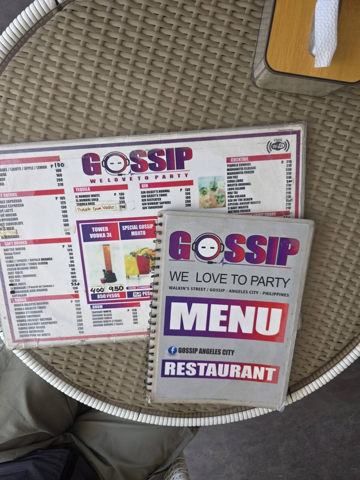 GOSSIP меню