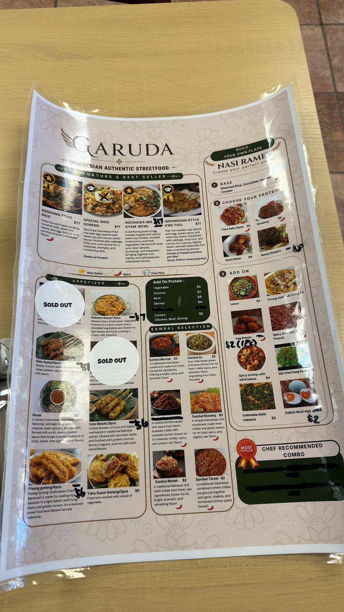 Garuda меню
