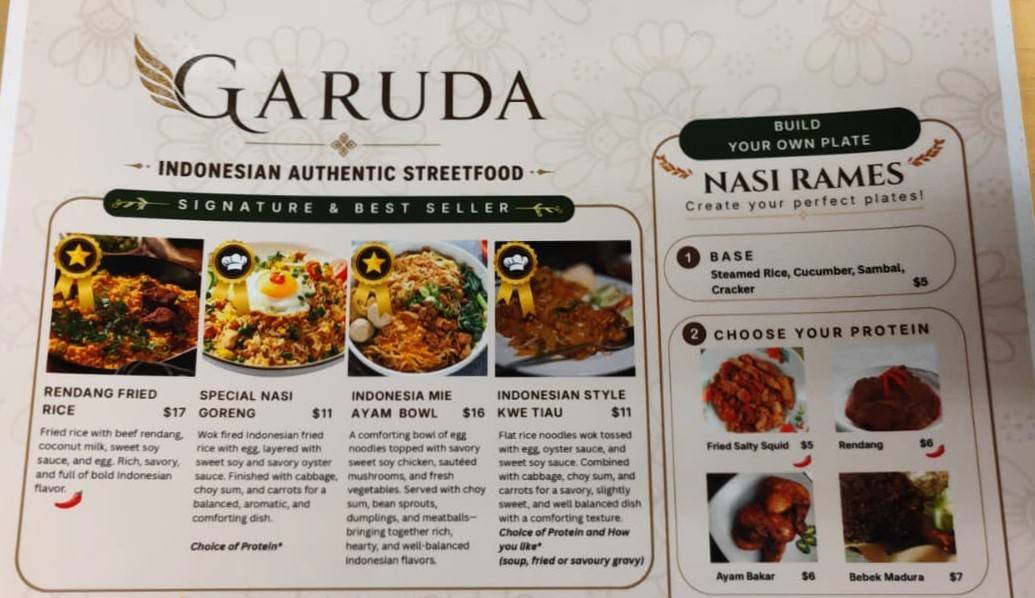 Garuda меню