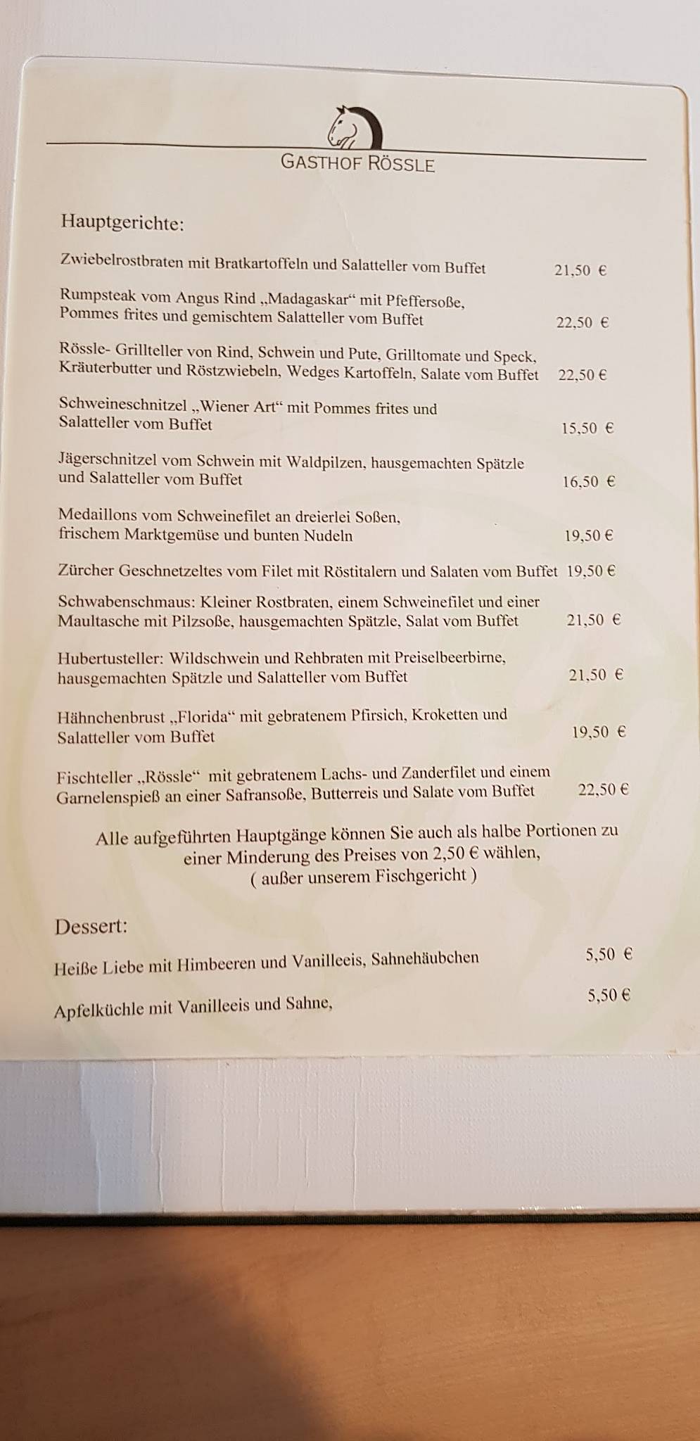 Rössle меню