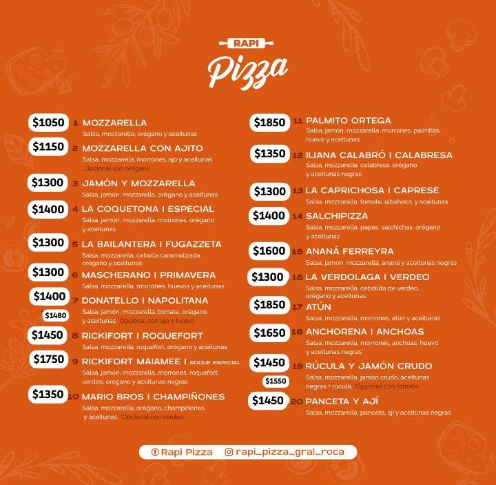 Rapi Pizza меню
