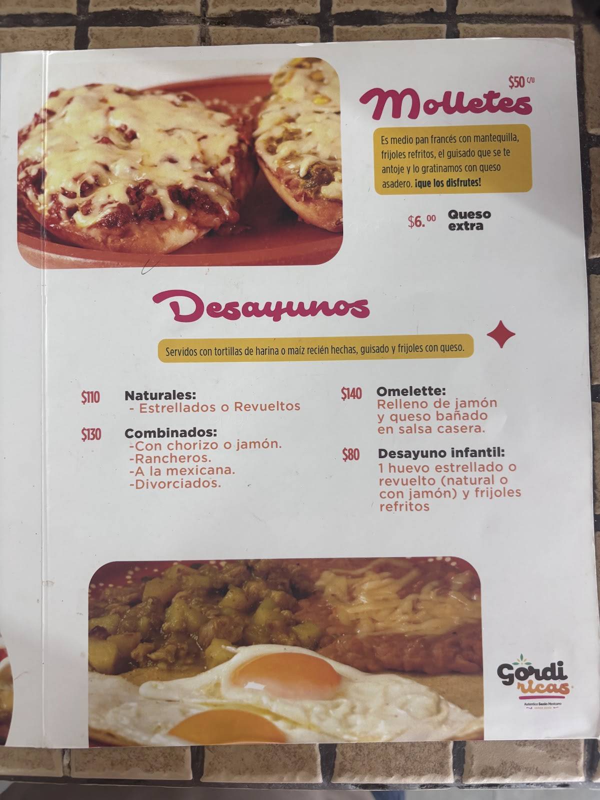 Gordi Ricas меню
