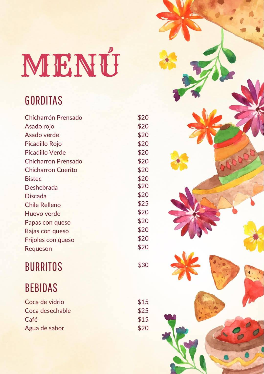 Gorditas DOÑA ROME меню