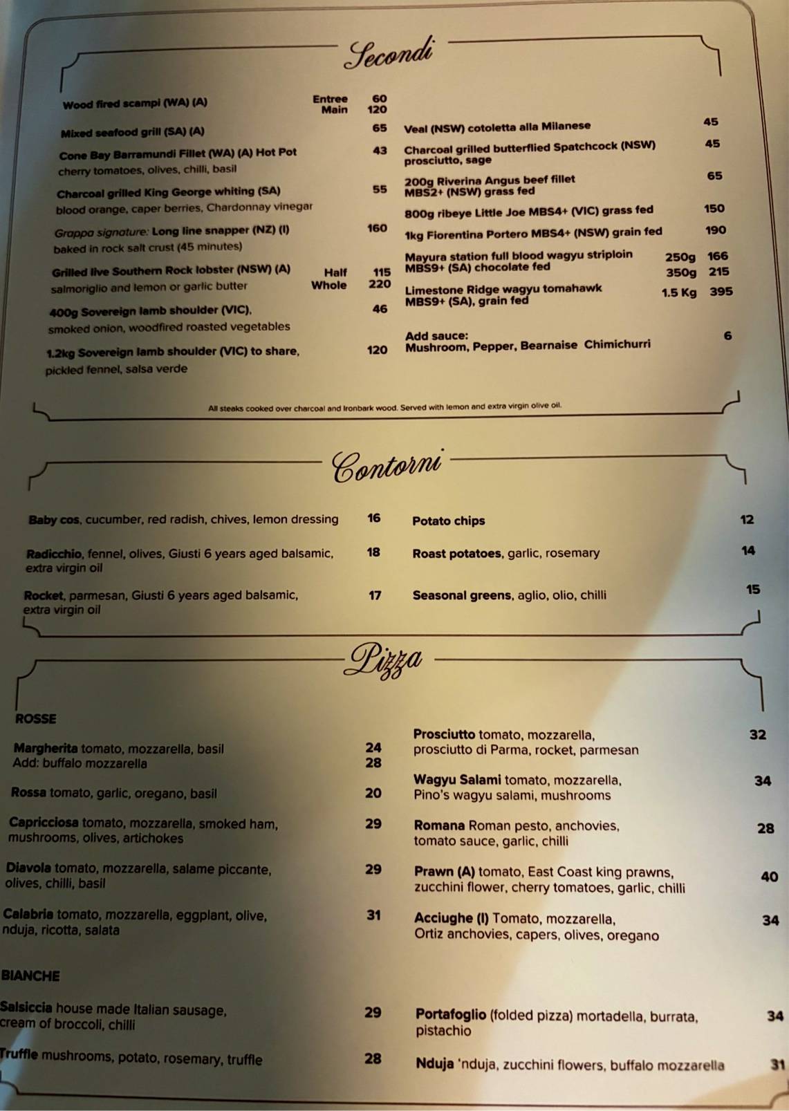 Grappa Ristorante e Bar The Rocks меню