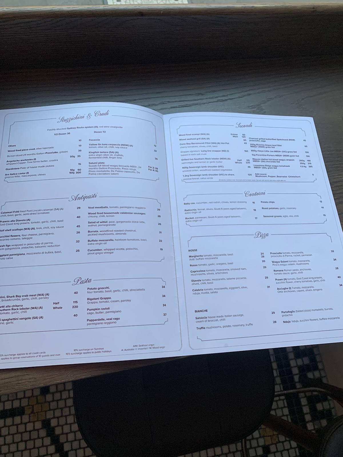 Grappa Ristorante e Bar The Rocks меню