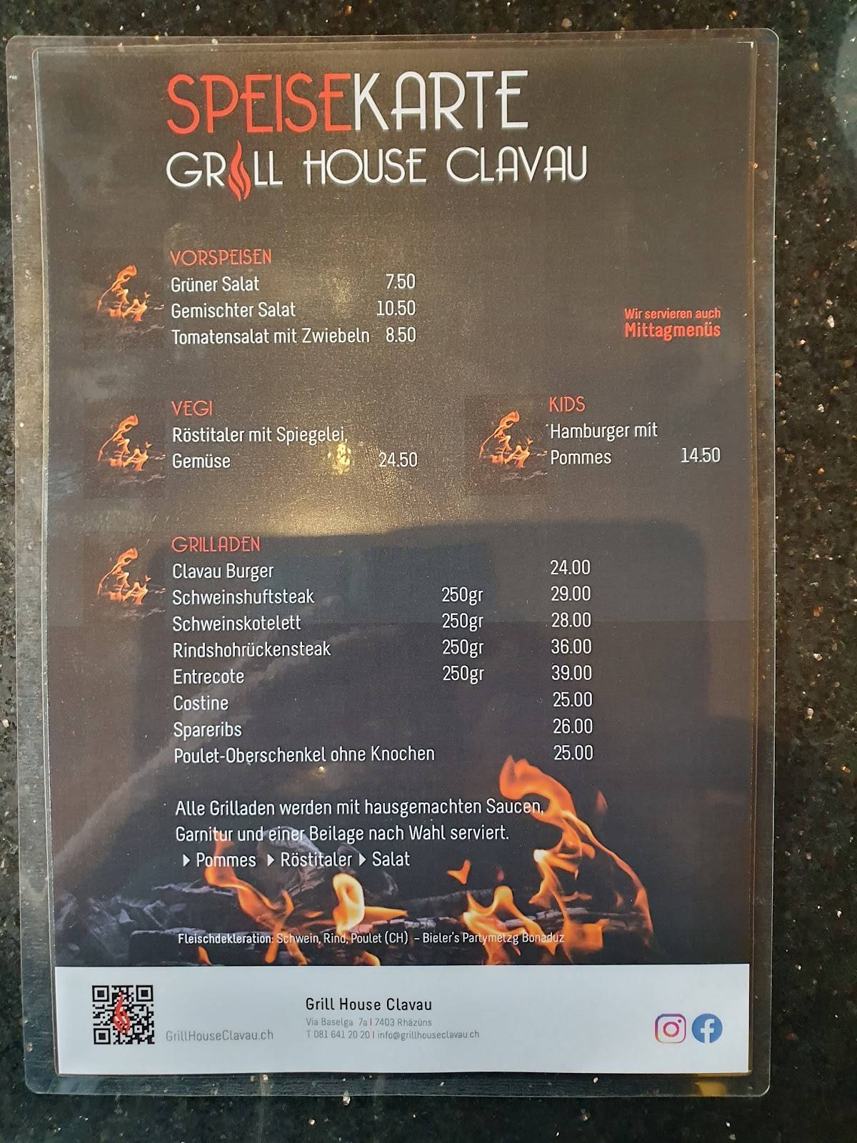 Restaurant Clavau меню