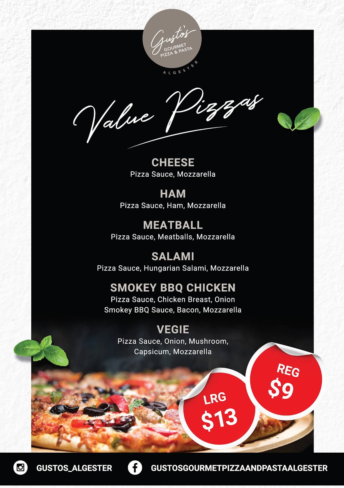Gusto's Gourmet Pizza & Pasta Algester меню