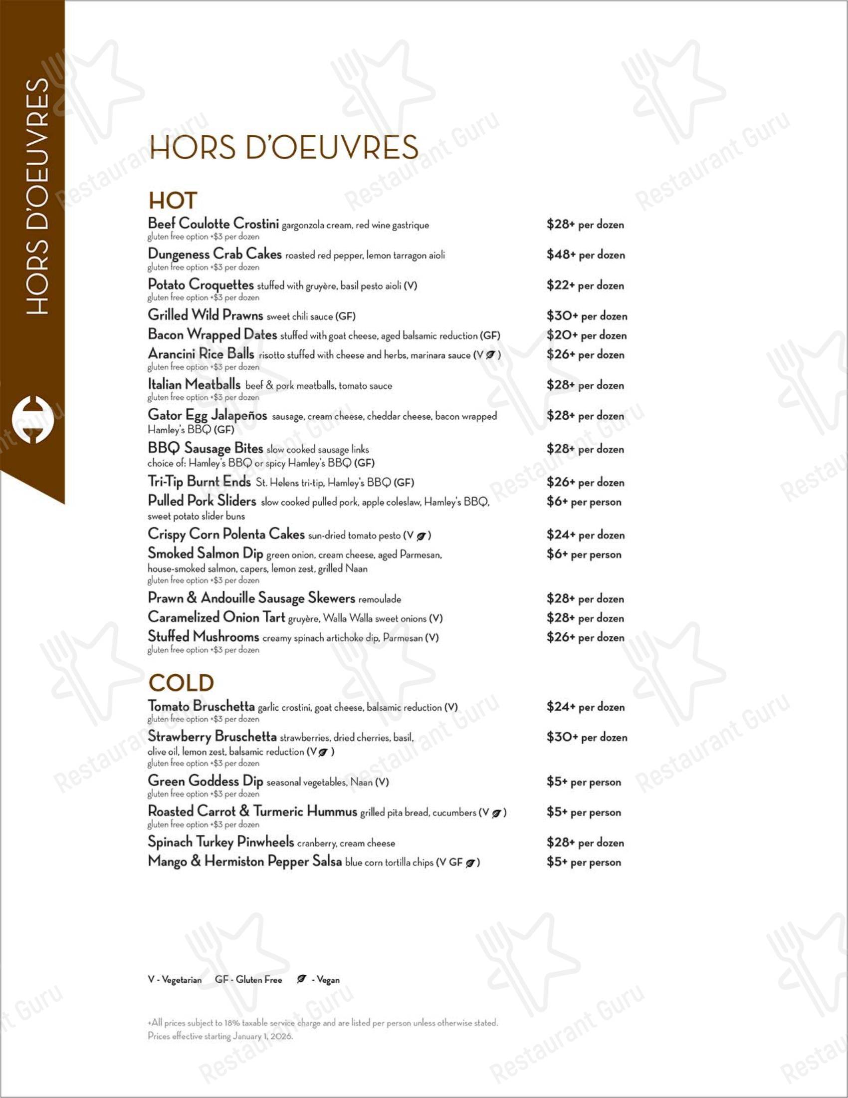 Hamley Cafe в Пендлтоне - Group Booking Menu