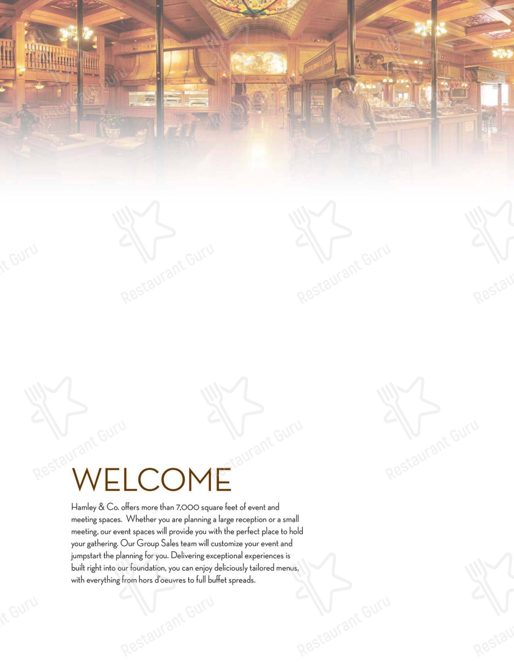 Group Booking Menu стейк хауса Hamley Cafe в Пендлтоне