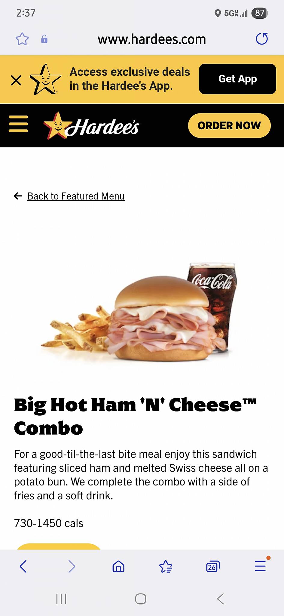 Hardee's меню