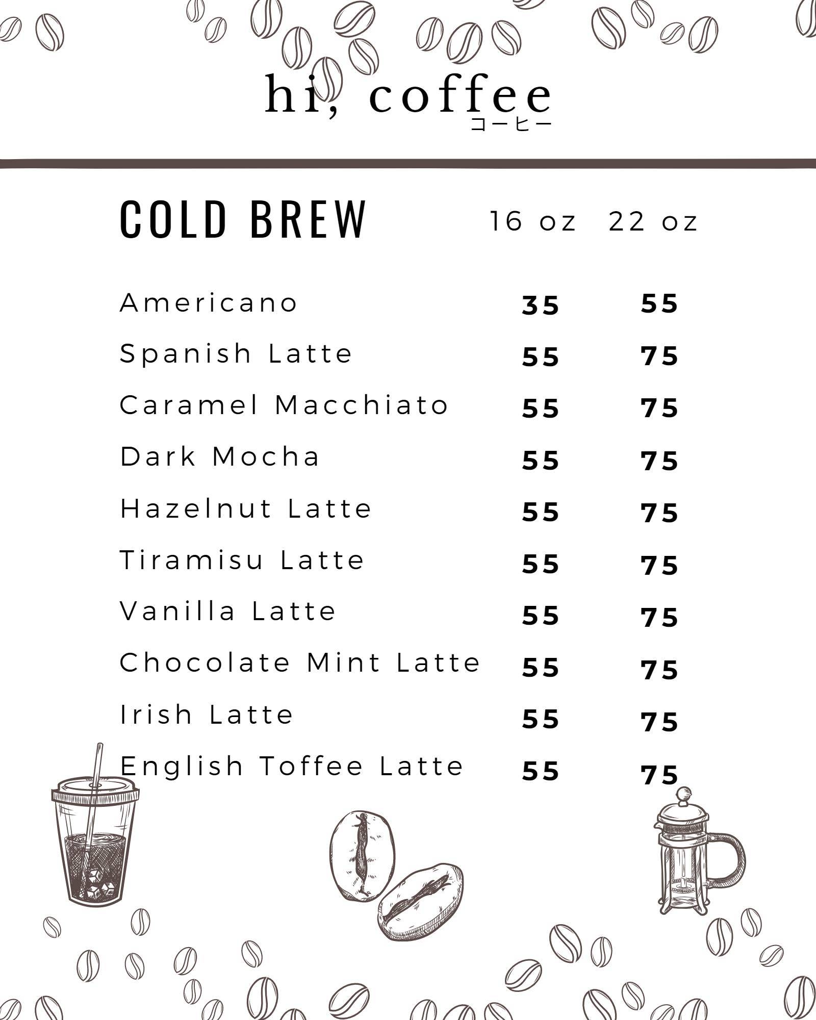 Hi, coffee меню
