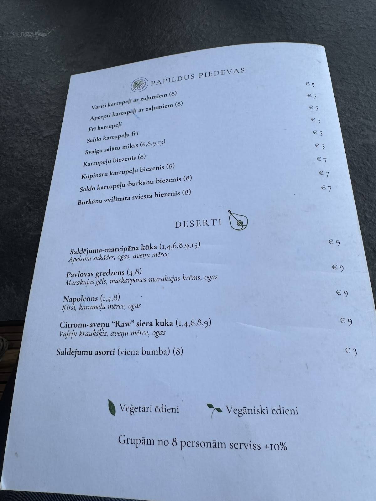 House of Light Riga меню