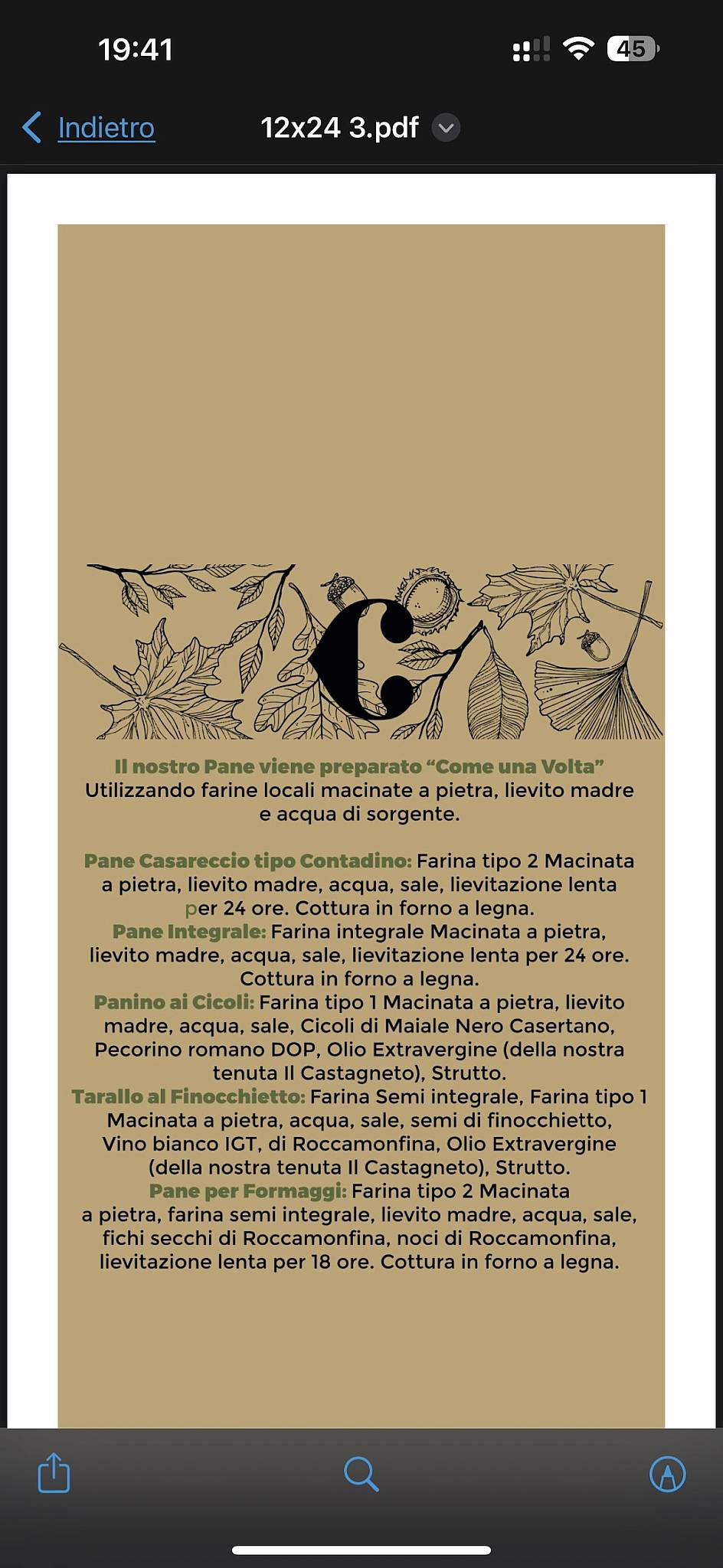 Il Castagneto Oasi Di Campagna Roccamonfina меню
