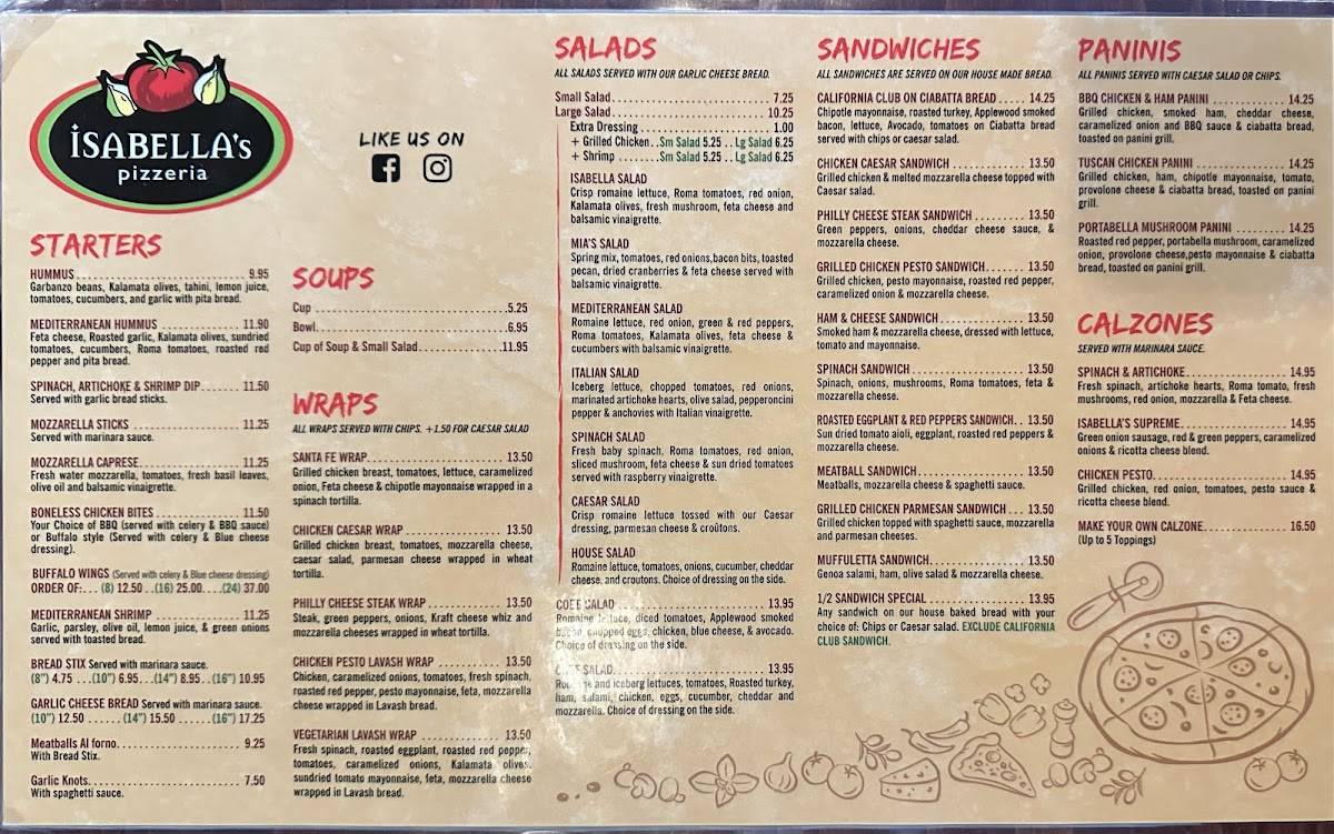 Isabella's Pizzeria меню