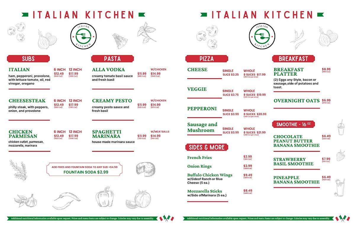 Italian Kitchen меню